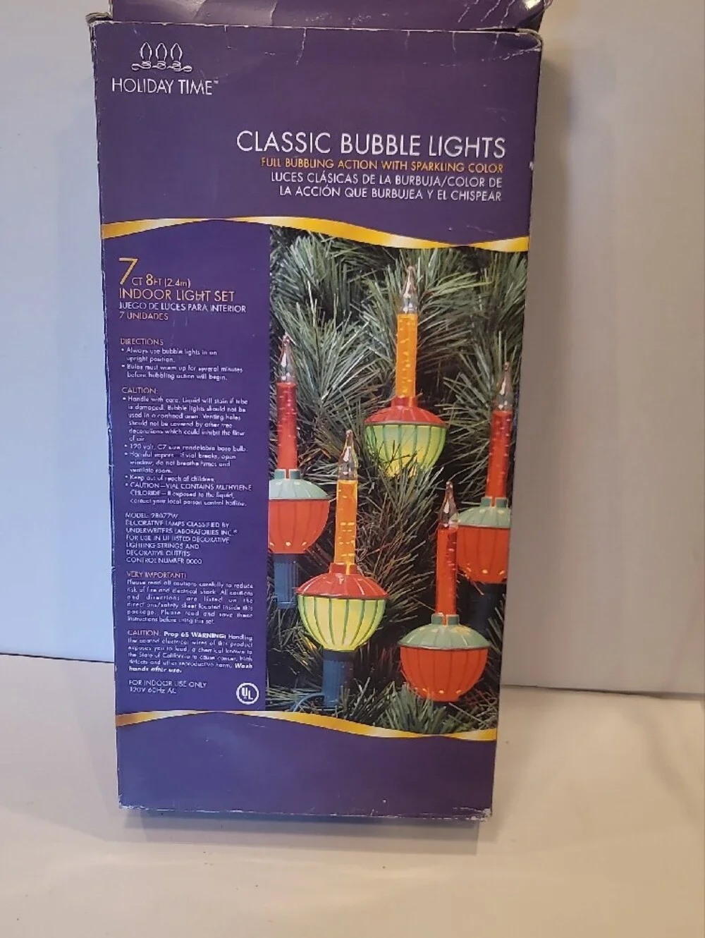 Holiday Time String of 7 Christmas Bubble Lights